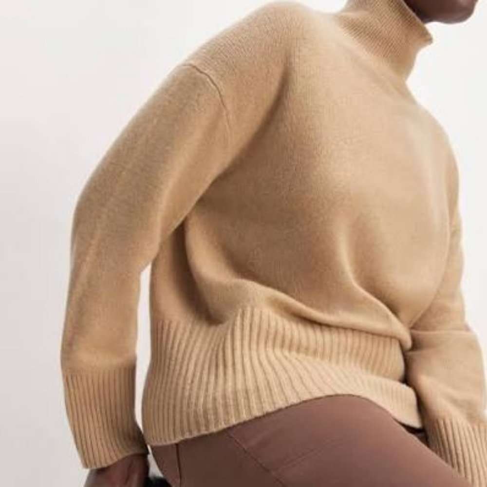 Everlane Cashmere Wool Camel Turtleneck Sweater - xl